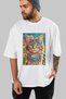 For the Love of Cats 93 Front Cat Printed White Oversize T-Shirt 100% Cotton Unisex Cat Lover Premium Design - 7