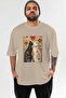 For the Love of Cats 82 Front Cat Printed Beige Oversize T-Shirt 100% Cotton Unisex Cat Lover Premium Design - 2