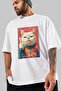 For the Love of Cats 59 Front Cat Printed White Oversize T-Shirt 100% Cotton Unisex Cat Lover Premium Design - 3