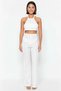 Women's Plus Size Halter Neck Sleeveless Textured Knitted Two-Piece Beach Set Long Leg Casual Comfortable - 4