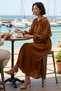 Women's Raglan Sleeve Crew Neck Wrinkled Textured Blouse Skirt Set %100 Polyester Daily Casual Modern - 3