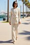 Women's Plus Size Jacket Pants Set Relaxed Cut Long Sleeve Maxi Length Woven Fabric Daily Casual