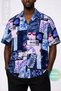 Men's Short Sleeve Shirt Patterned Short Sleeve Shirt Summer Shirt Men's Oversize Lilac Purple Shirt - 2