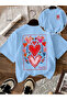 Women's Summer Heart Printed Oversized T-Shirt - 4