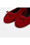 Large Size Women's Genuine Suede Leather Ballet Flats 41-42-43-44-Red Suede - 5