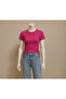 Pink Side Lace Detailed Crop Women's Blouse - 2