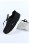 Women's Lace-Up Knitwear Detailed Thick Sole Sports Shoes & Sneakers Black - 4