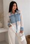 New Season Washed Denim Look Casual Women's Shirt with Chiffon Detail - 3