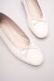 Women's White Daily Print Detailed Round Toe Ballerina Shoes Tr23Ms05B - 4