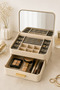 Mirrored Jewelry and Makeup Organizer Box with Mechanism Drawer Organizer Jewelry Storage Box - 3