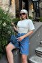 White Crew Neck Bat Sleeve Waist Draped Women's Crop Blouse - 3