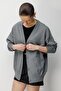 Mixray Long Ribbed Knit Cardigan with V-Neck and Button Closure - 5