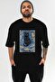 For the Sake of Cat 107 Front Cat Printed Black Oversize T-Shirt 100% Cotton Unisex Cat Lover Premium Design - 2