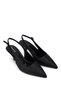 Women's Faux Leather Black Heeled Shoes - 2