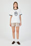 Printed and Processed Navy Blue Striped Regular Fit Shorts T-Shirt Set # 98218 - 6