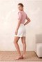 Women's Pink 100% Cotton Regular Fit Crew Neck Short Sleeve T-Shirt with Ruffle Shoulder Detail Teresa - 4
