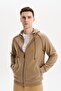Ar-Ma Men's Full Zipper Sweatshirt Basic Unprinted Hooded Fleto Pocket Regular Fit Carbon Brushed Se - 3