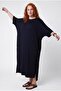 Women's Plus Size Sho Fabric Stone Printed Bat Black Dress - 3