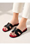 Helen Red Black Genuine Leather Women's Slippers