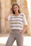 Women's Plus Size Lycra Crew Neck Letter Patterned Short Sleeve Mom T-Shirt Combed Cotton Blouse - 4
