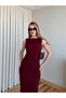 Burgundy Draped Midi Dress - 0506 - 5