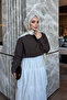 Ecru Layered Chiffon Skirt with Elastic Waist - 3