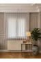 Honeycomb Top Short Tulle Curtain - Armür Ecru 1:2.5 Regular Pleated Non-Ironing Striped - 4
