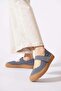 Testar Genuine Leather Women's Shoes with Beret, Scarf and Toe Cap, Blue Nubuck - 2