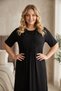 New Season Women's Black Buttoned Lace Detailed Special Design Summer Short Sleeve Plus Size Nightgown - 3