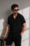Men's Linen-Look Muslin Short Sleeve Shirt 100% Cotton - 2