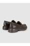 Brown Genuine Leather Thick Sole Women's Loafer Shoes - 3