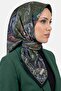 Women's Black Green Ethnic Pattern Stitched Writing