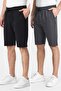 Men's Black-Anthracite Regular Fit Comfortable Cut 2-Piece Shorts with Side Pockets and Elastic Waist