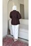 Women's Hijab Belted Tunic Shirt - Brown - 3