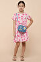 Printed Tiered Dress with Crew Neck and Short Sleeves