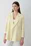 Women's Yellow Striped Lined Blazer Jacket with Sleeve Detail - 5