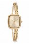 Women's Gold Metal Cord Square Case Gold Dial Wristwatch with 2 Years Warranty - 2