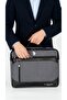 Gray Men's Laptop Briefcase Slim Briefcase Hand Shoulder Logo Zipper Office Bag