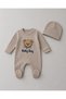 Baby Boy 4-Piece Teddy Bear Printed Overalls with Embroidery Detail, 100% Cotton - 3