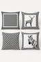 Black and White African Animals Patterned 4-Piece Throw Pillow Cover Set - 3