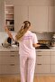 Shirt Collar Short Sleeve Buttoned Checkered Heart Patterned Shorts Milan Women's Pajama Set