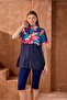 Plus Size Semi-Closed Parachute Hijab Swimsuit Navy Blue - 6