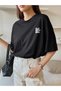 Women/Girls Black Life Printed Oversize T-Shirt