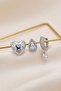 Women's Silver 3-Piece Heart Earrings