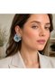 Blue Acetate Flower Model Stone Women's Earrings |   Large Size Transparent Design Earrings - 2