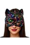 Colorful Sequined Party Mask on Black Velvet Fabric 16X14 cm - 2