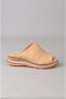 Seç 4095 Genuine Leather Padded Heel Slippers (Heel Height: 4.5cm) Caramel