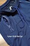 Men's Navy Blue Three-Pocket Zippered Compact Combed Cotton Waist Drawstring Elastic Cotton Shorts 26Esrth379 - 7