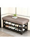 FFD Shoe Bench with Cushion Seat, 3-Tier Shoe Rack Storage Organizer, Sturdy Metal Frame Shoe Shelf for Entryway, Hallway, Bedroom & Living Room, 80×30×50cm