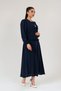 Women's Navy Blue Linen Lace Detailed Skirt Suit - 4